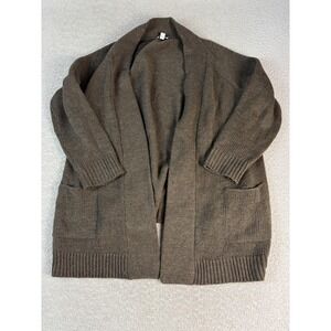 J Jill Sweater Womens Medium Brown Wool Acrylic Open Front Cardigan Pockets Cozy